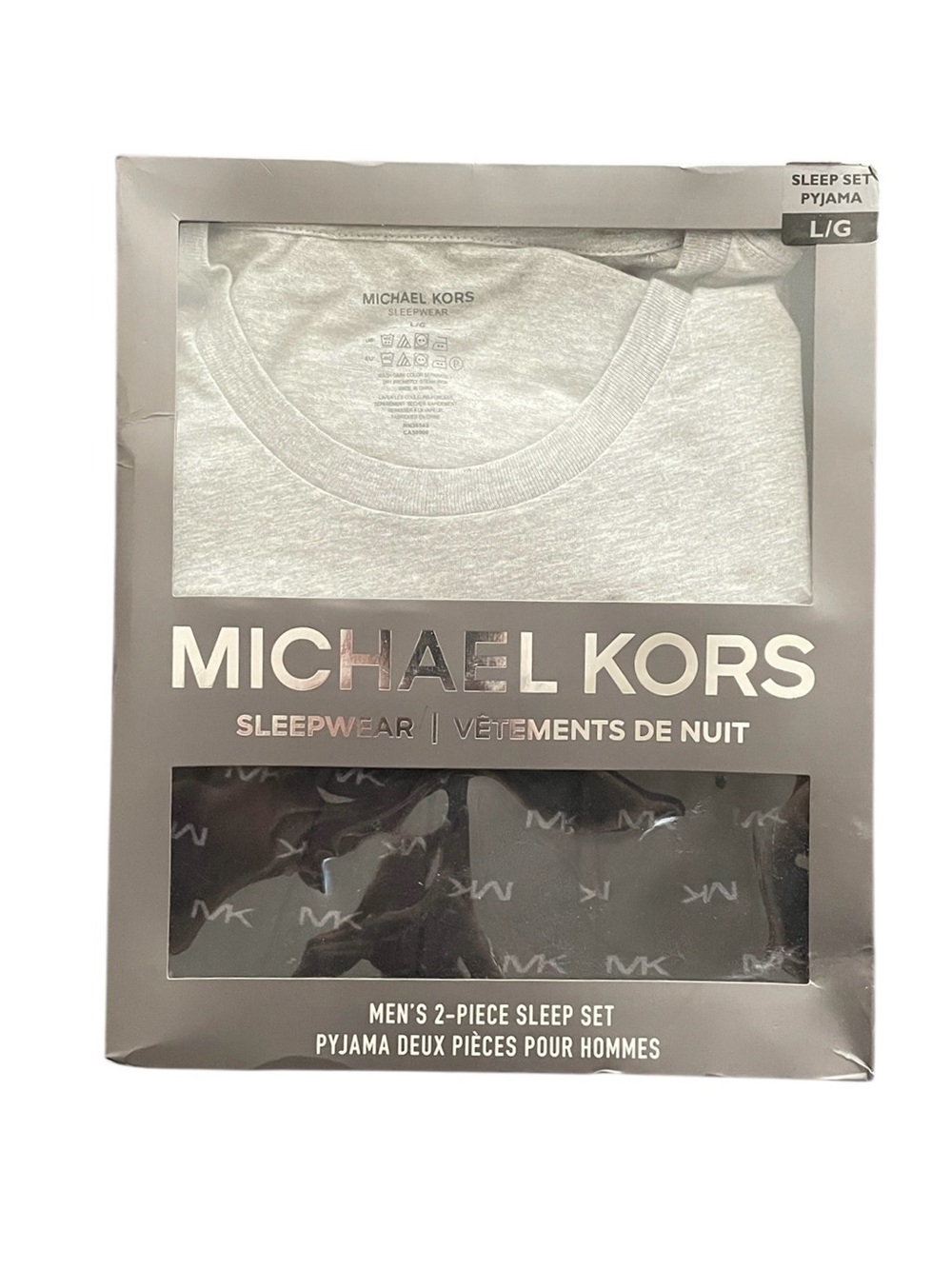 Michael Kors Men’s Black Gray Logo Top Bottom Pajama Set 100% Cotton Size L